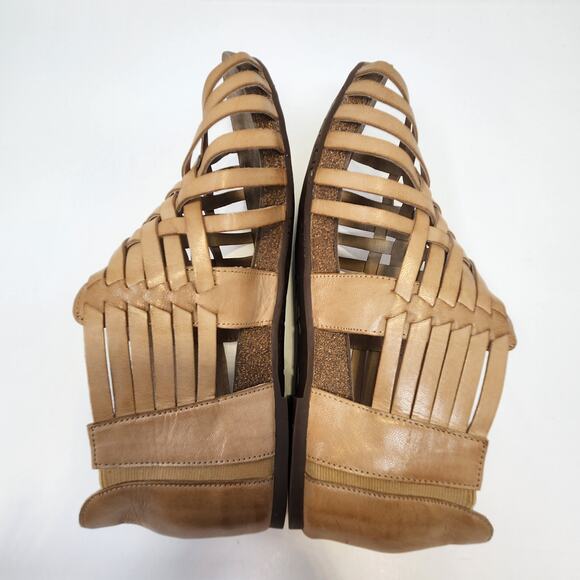 Chocolat Blu Vivienne Tan Woven Leather Ankle Sandal Cork Women Size 10 Slip On - Picture 7 of 8